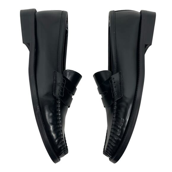 Mango Gathered Leather Moccasin Penny Loafer Black Size 37/ 6.5 - Picture 7 of 12